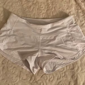White lululemon speed up shorts!